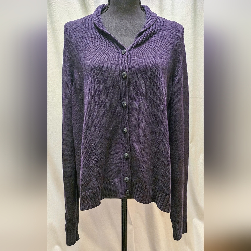 Talbots Navy Button Front Shawl Collar Cardigan Sweater XL